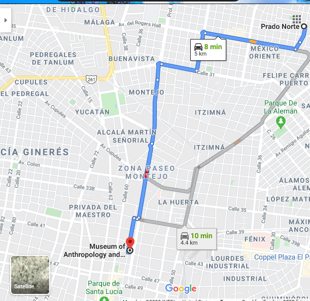 Directions from lodging to Anthropology and History Museum